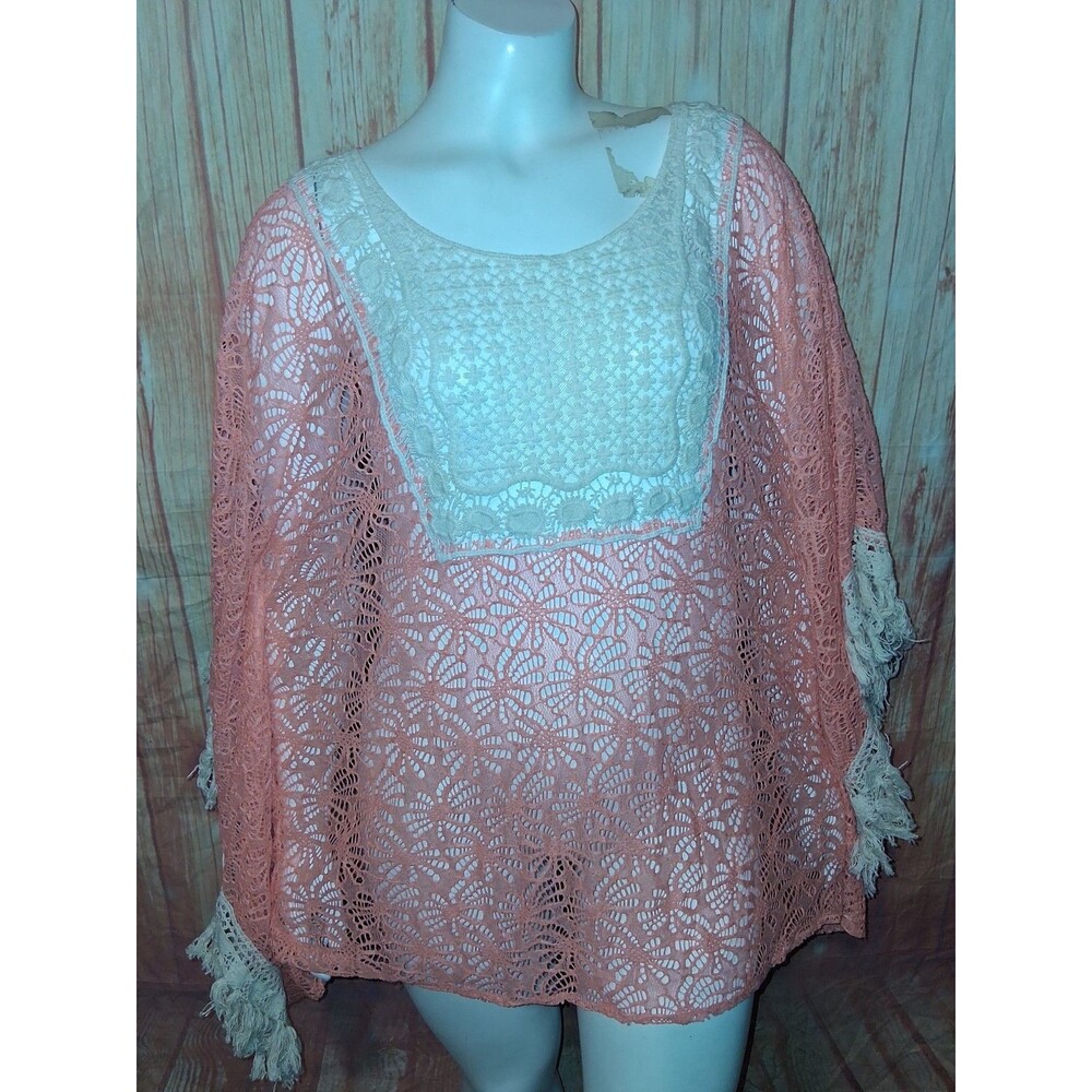 a'reve Orange Lace Sheer Swim Suit Cover Up Sz 1XL